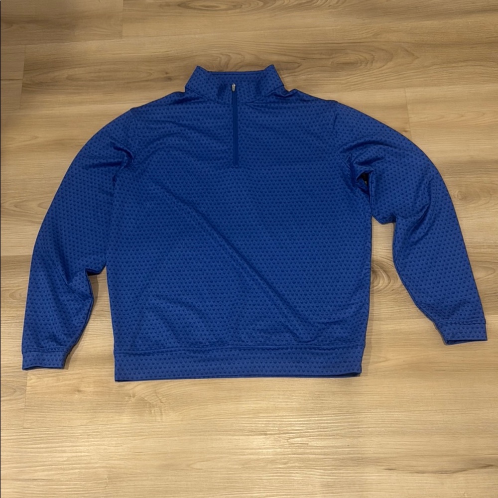 Peter Millar Men’s Medium Blue Quarter-Zip Mini skulls print Golf Pullover